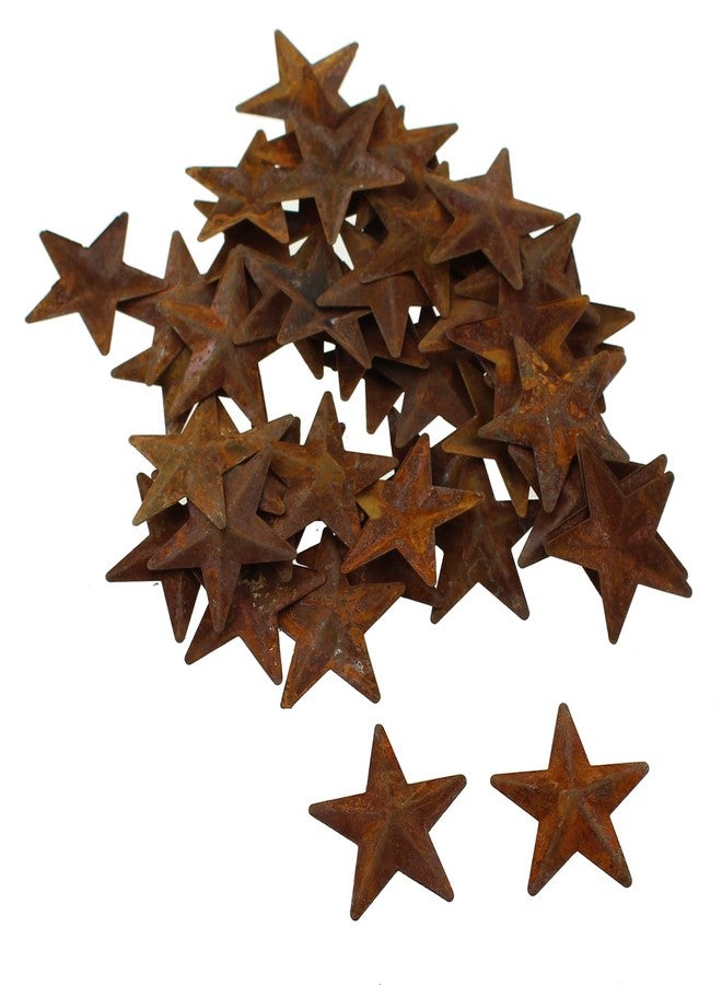 TAODAN 50PCS 1 Inch Metal Star Antique Real Rust Finish Christmas Decoration Pendant Stamping Part Pentagram Crafts Decoration Barn Star for Decorating House Wall Door - Image 1